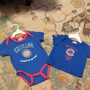 3-9m Infant Chicago Cubs Royal/Red/Heathered Gray Game Time Two-Piece set